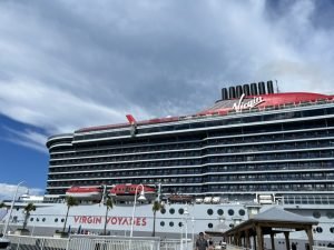 Image of a cruise ship in port.